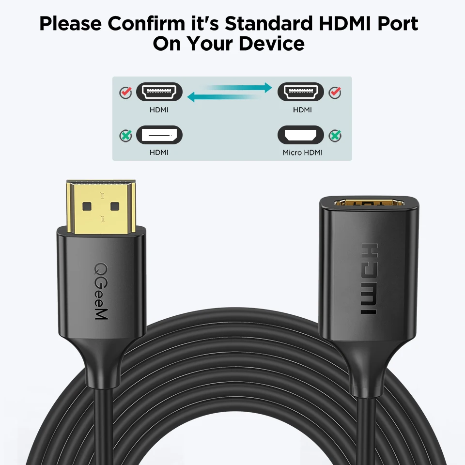 QGeeM 4K HDMI Extension Cable Extender HDMI 2.0 Adapter for Xiaomi Xbox Serries X PS5 PS4 TV Box Laptops HDMI Splitter Wire Cord