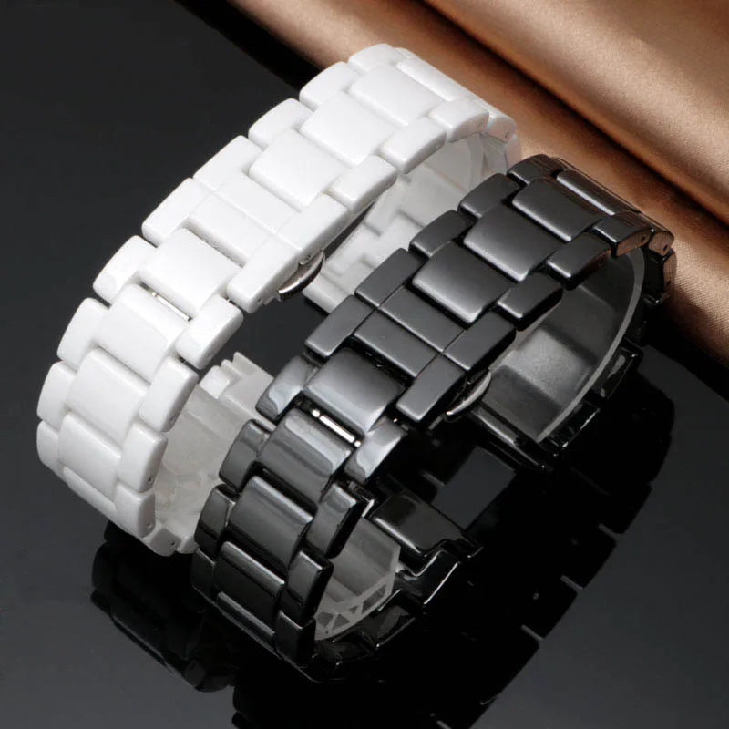 High Quality Ceramic Watchband with Fashion Chain, Waterproof 20-22mm Watch Band