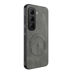 Luxury Magnetic Leather Shockproof Mobile Phone Protector Cover for Hot 60 Pro Plus (Gray)