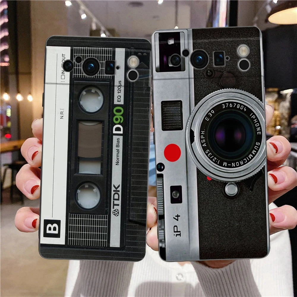 Retro Cassette Tape Style Shockproof Silicone Phone Case - Black Cover s