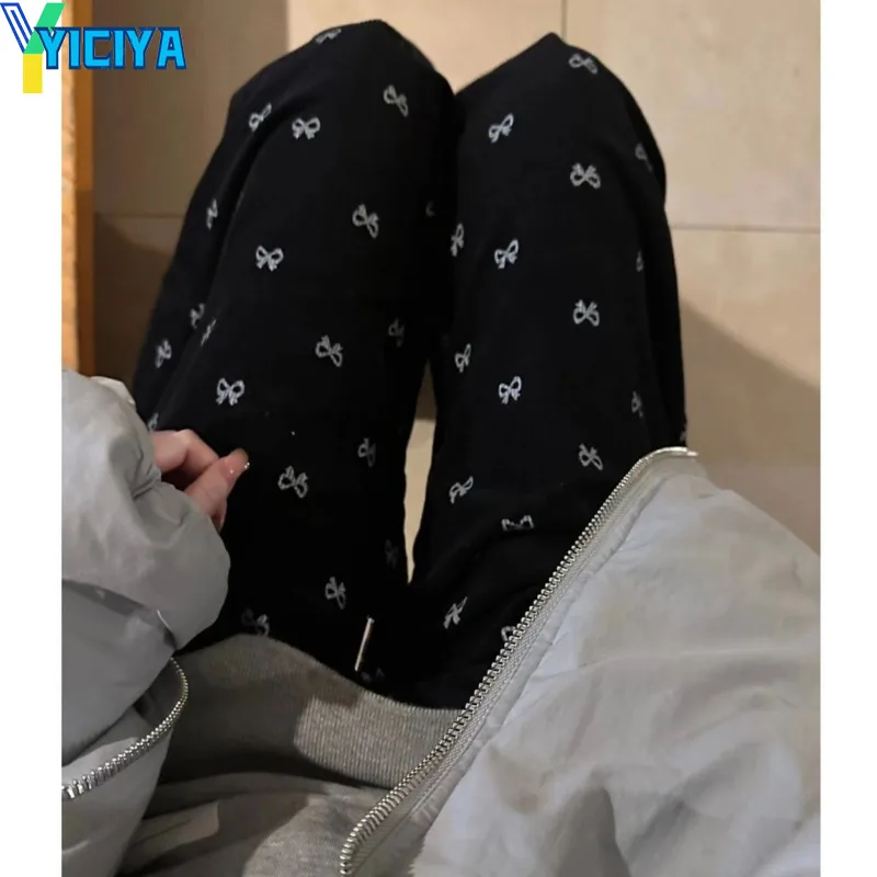 

YICIYA y2k style Bow Pants STRAIGHT Women fashion Full Length baggy long cargo pant high street New outfits trousers 2024 90s