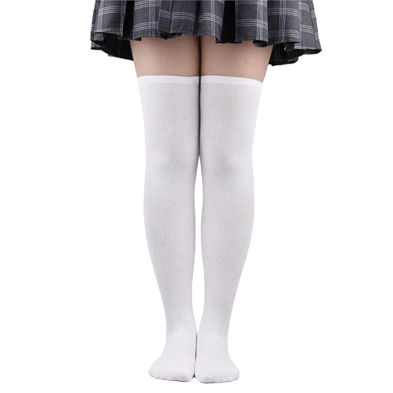 Chic Black/White Striped Over Knee Thigh High Socks