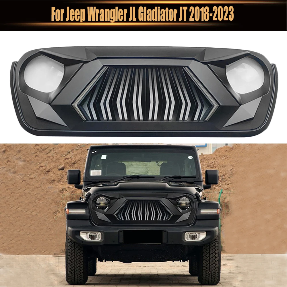 

Upgrade Warcraft Style Front Bumper Grille For Jeep Wrangler JL Gladiator JT 2018-2023 Upper Grid Racing Grills With DRL Light