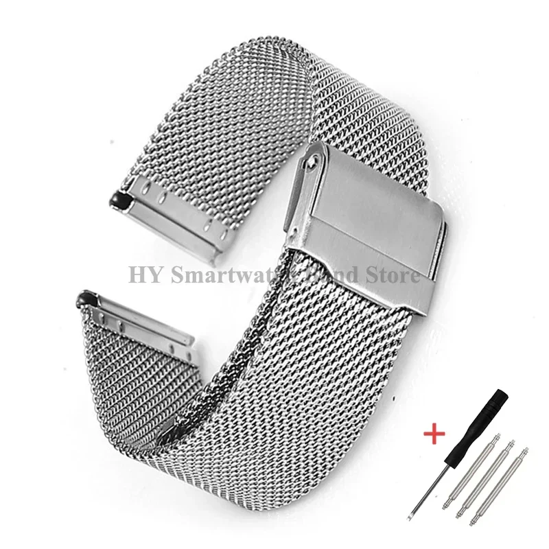 Sleek Milanese Mesh Stainless Steel Watch Band - Universal Fit, Heavy-Duty Design