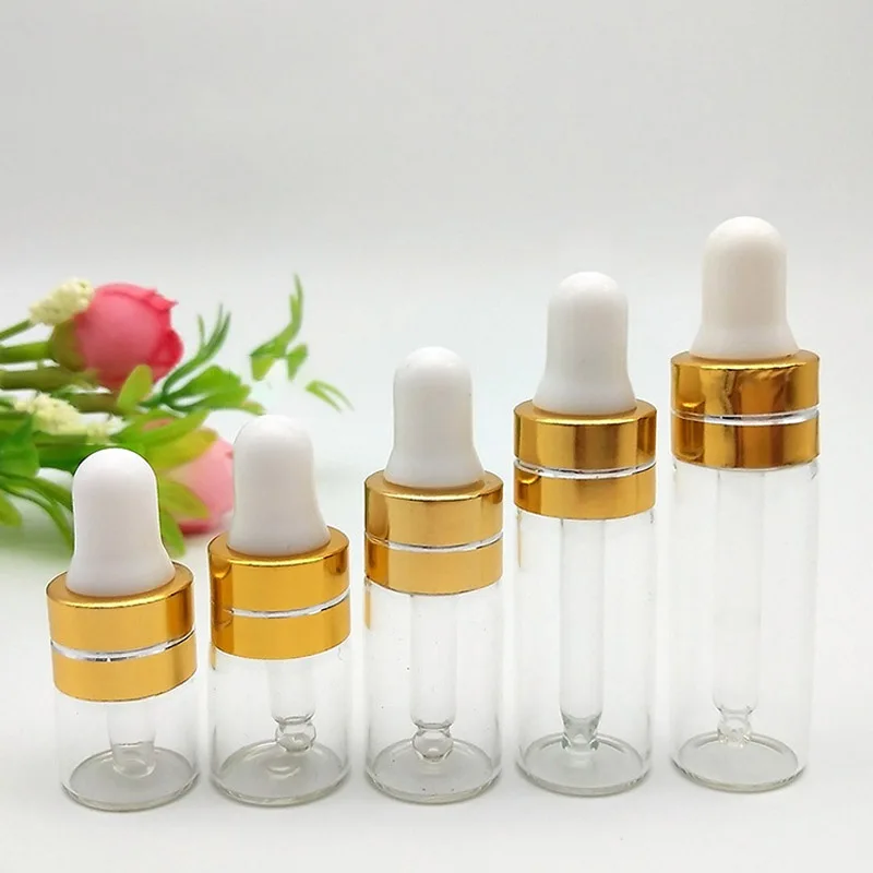 5 10 15 ml clear glass essential oil aromatherapy dropper bottles rose gold cap reagent drop eye liquid pipette bottle wholesale Clear Transparen Glass Dropper Bottle Aromatherapy Liquid Serum Essential Basic Massage Oil Pipette Refillable Bottle