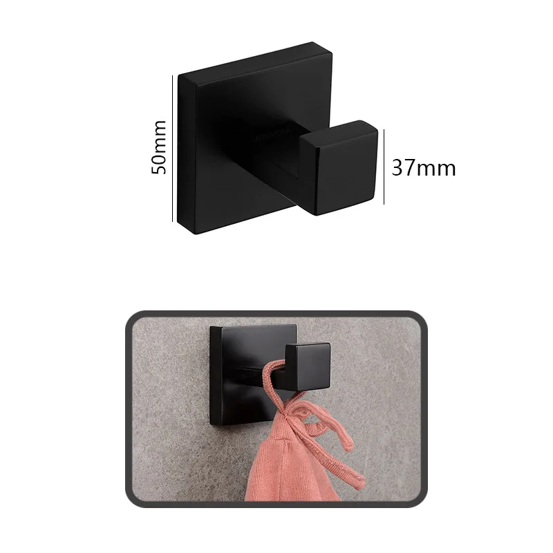 タオルがけ トイレットペーパーホルダー 壁取り付け ハンガー ブラック 壁に取り付けられた黒のバスルームアクセサリーキット,タオル
