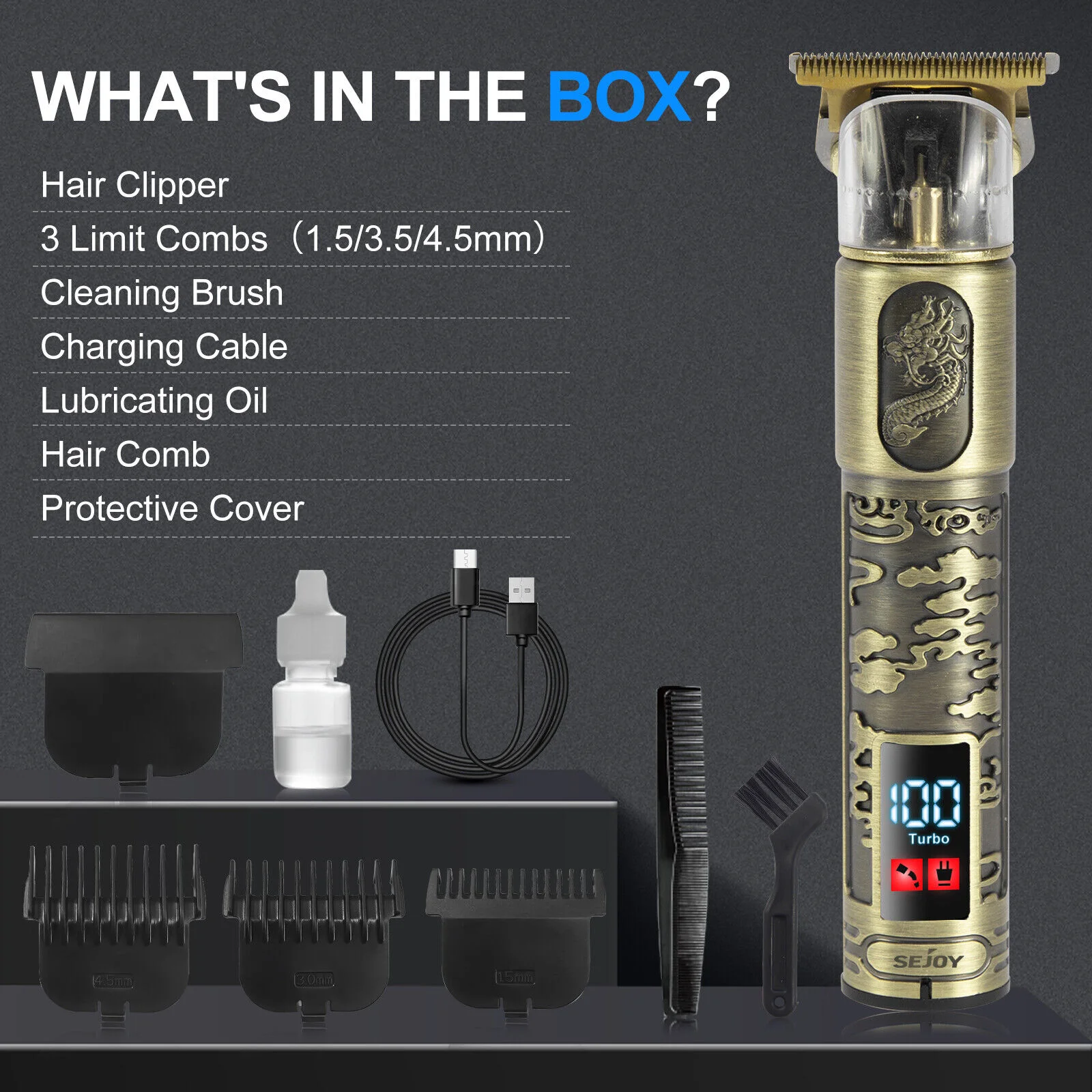 Sejoy Professional Hair Clippers Cordless Electric Hair Trimmer Shaving Machine Cool Design Cutting Barber Beard 5