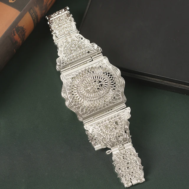 Moroccan Robe Wedding Belt Long Chain Belt Arabian Water Drop Shaped Rhinestone Waist Chain Bridal Jewelry Belt silver 3