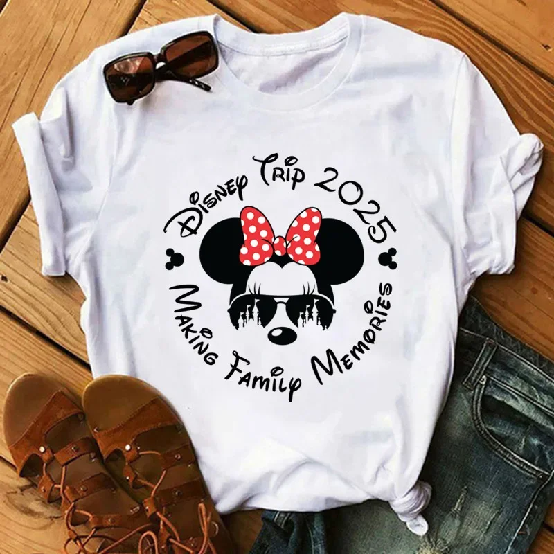 Disney 2025 Trip Printed T-shirt Summer Female Casual Clothing
