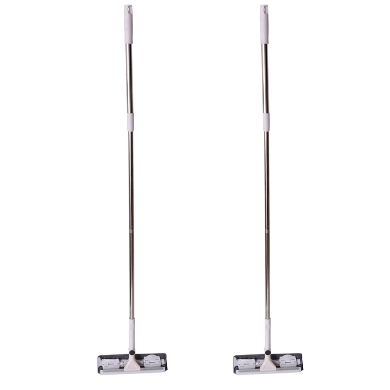 

2X Glass Cleaning Double-Sided Telescopic Rod Window Cleaner Squeegee Wiper Long Handle Rotating Head Brush Scrubber