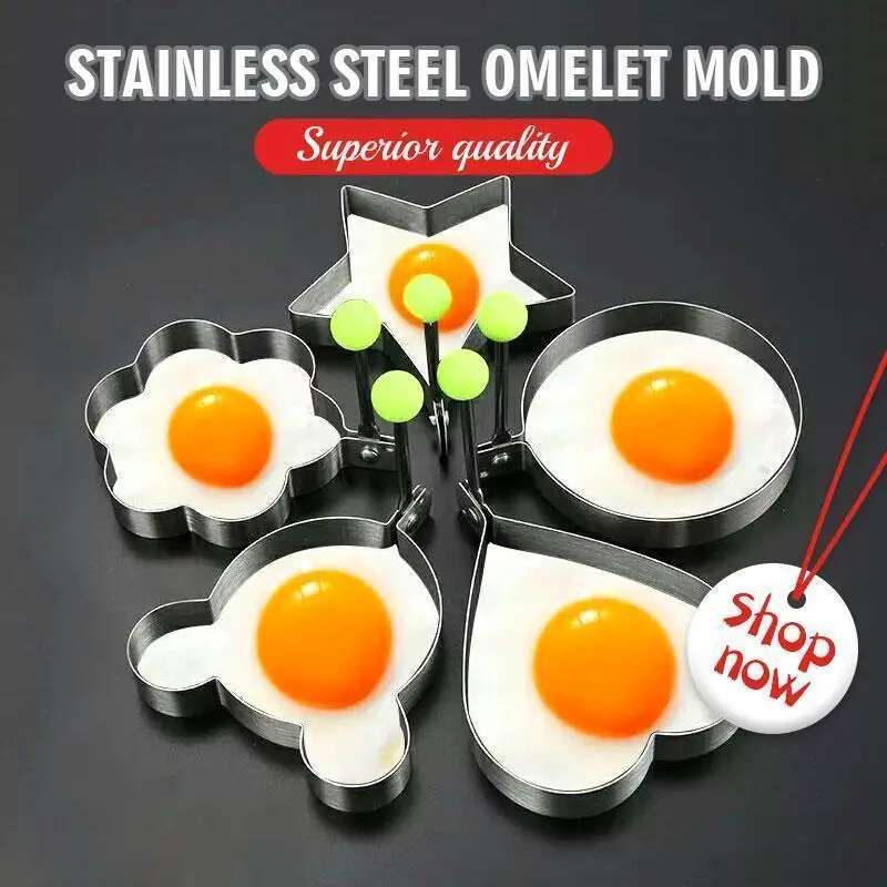 1Pcs Creative Stainless Steel Omelet Maker Fried Egg Decoration Frying Egg Pancake Cooking Tools DIY Breakfast Pancake Mold