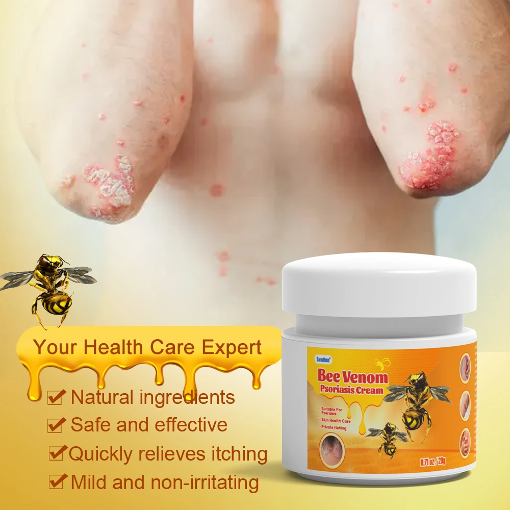 Skin Care Ointment Antibacterial Anti Fungal Cream 1/2/3Pcs Sumifun Bee Venom Psoriasis Cream Dermatitis Pruritus Eczema Ointment Skin Anti Itching Antibacterial Medical Plaster