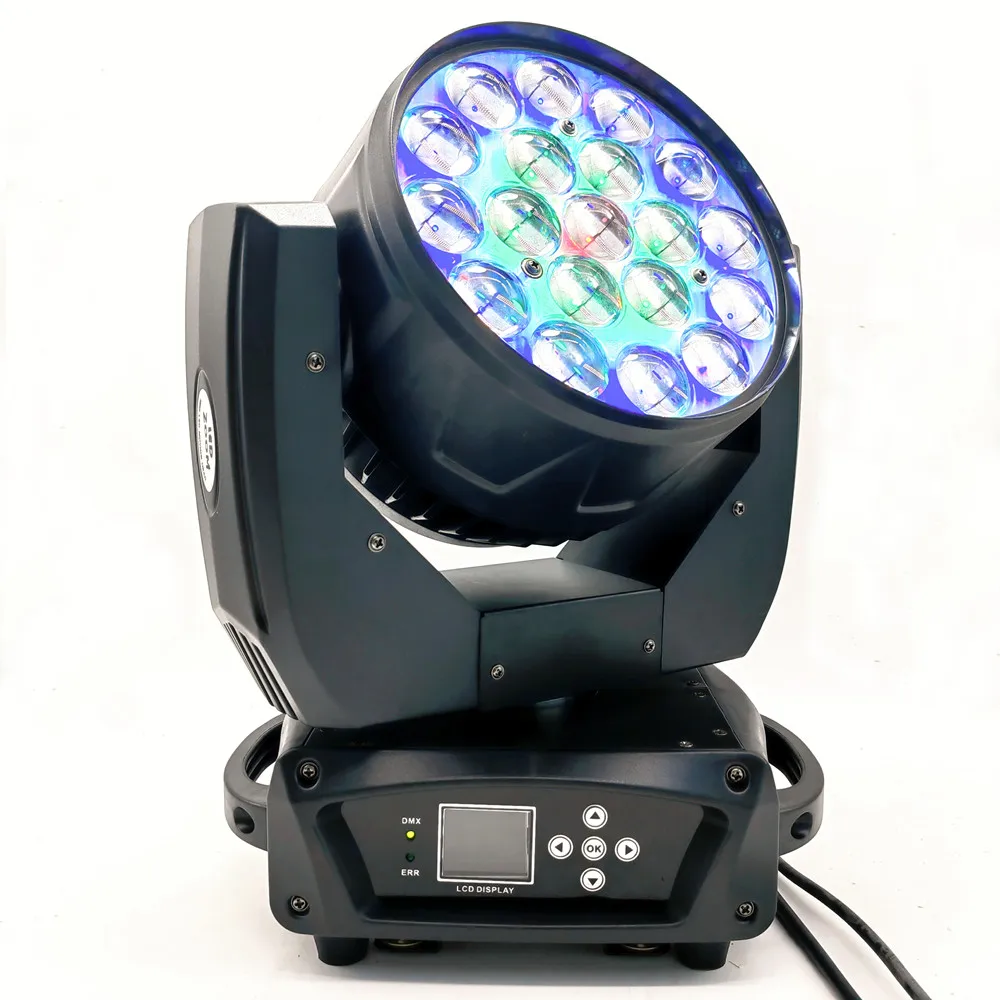 LED 19x15W RGBW Beam + Wash Zoom Moving Head Light DJ Disco Party Bar Dance Floor Stage Effect Lighting Equipment