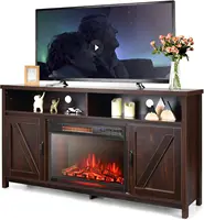 Electric Fireplace TV Stand, with 25 Inch 1350W Reccessed Faux Fireplace, 3 Flame Setting, 4 Brightness Remote Control 1
