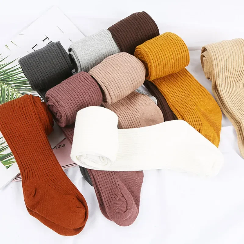 Toddler Baby Girl Pantyhose knit tights girls pantyhose children stockings Accessories Kids Socks Knit Cotton Tights Candy Colors Thread Crochet Pantyhose Ribbed Stockings