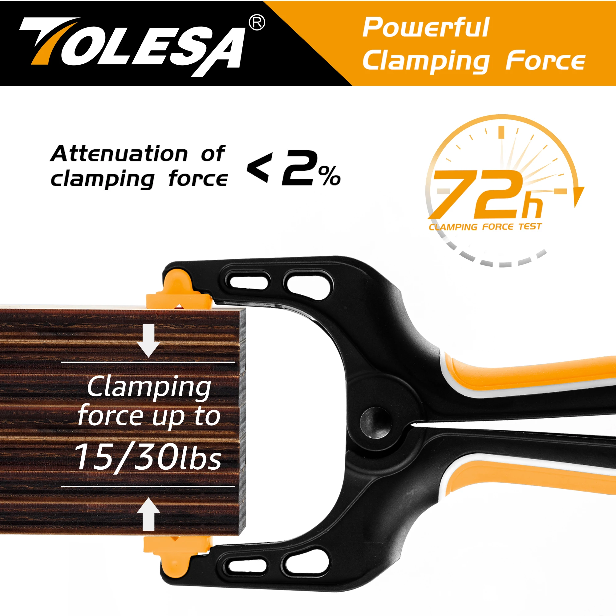 TOLESA Morsetti A Molla Per Legno - 2 Pezzi, Apertura 3.5 Pollici, Forza 37 Libbre | Per Falegnameria - Foto 2