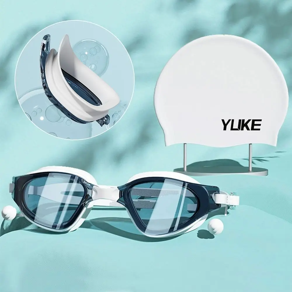 

Silicone Swimming Goggles Diving Anti-Fog Professional With Earplugs Adjustable Big Frame Swim Eyewear Men Women