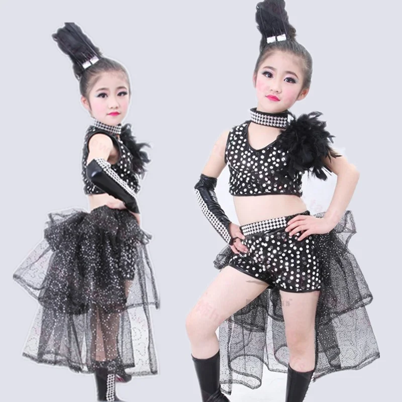 

Children's Kindergarten Walk Show Dance kids Performance Clothing Sequins costume jazz girls stage dress