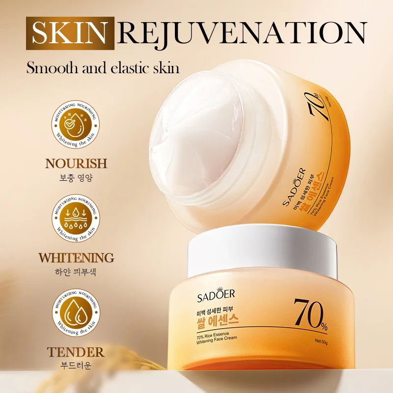 SADOER Rice Essence Face Cream Whitening Moisturizing Nourishing Anti-Aging Anti Wrinkle Facial Cream Korean Skin Care Cosmetics