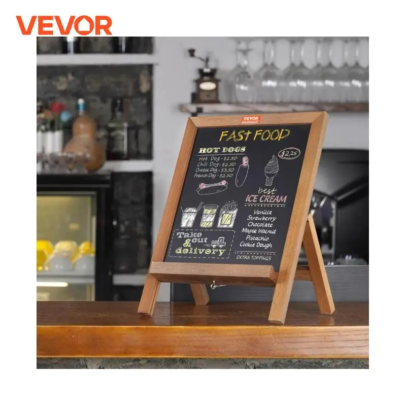VEVOR Tabletop Chalkboard Sign Message Signs with Chalks Freestanding Framed Memo Board 10"x14" For Kitchen Decor and Wedding