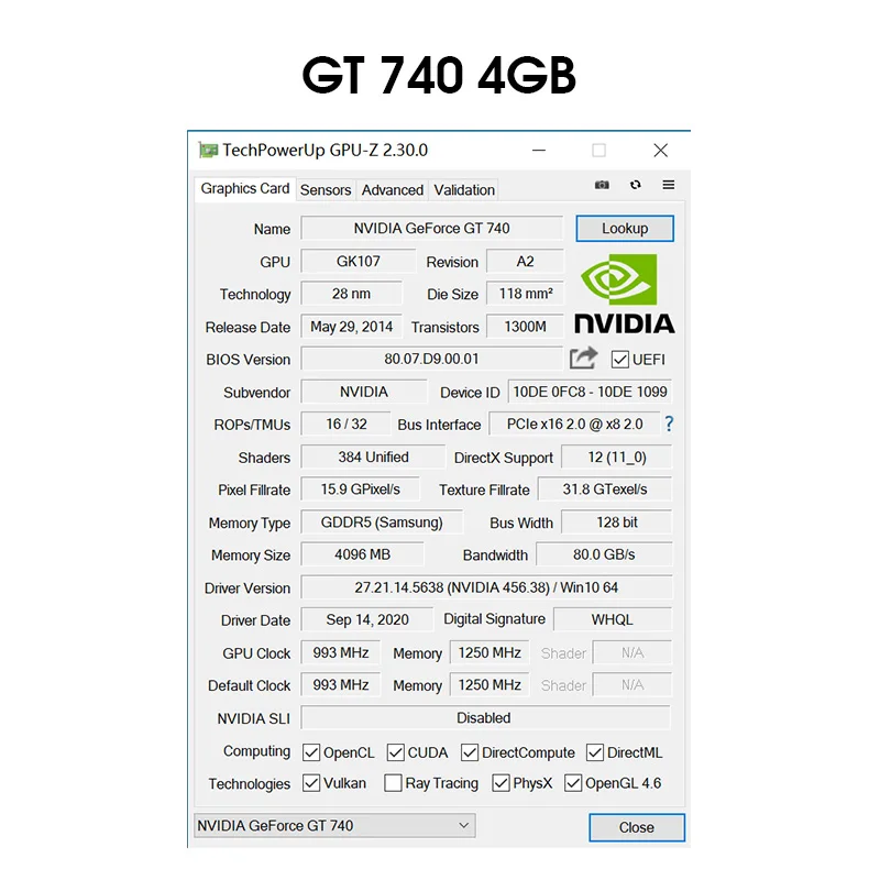 SZMZ GeForce GT 740 Graphic Cards 1GB 2GB 4GB Memory 128-bit GDDR5 Desktop  Computer Video Card 993MHz DVI + HD + VGA GPU - AliExpress