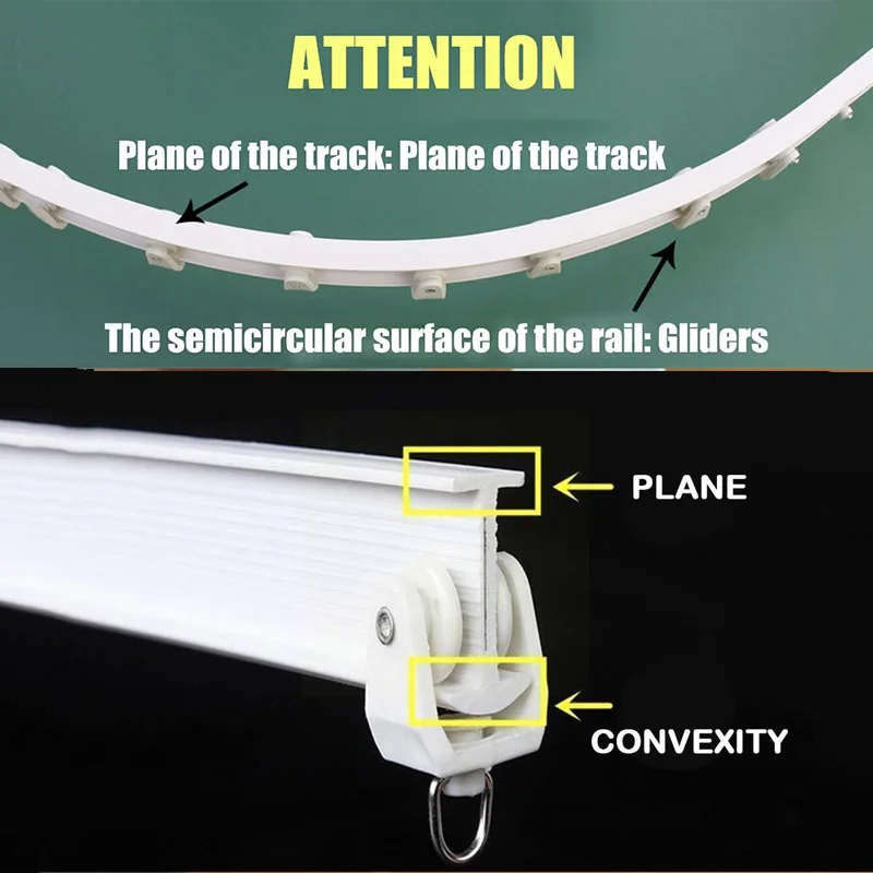 1M Flexible Ceiling Curtain Rod Rail Plastic Track Mounted Bendable Curved Straight Slide Windows Accessories Kit Home Decor D4