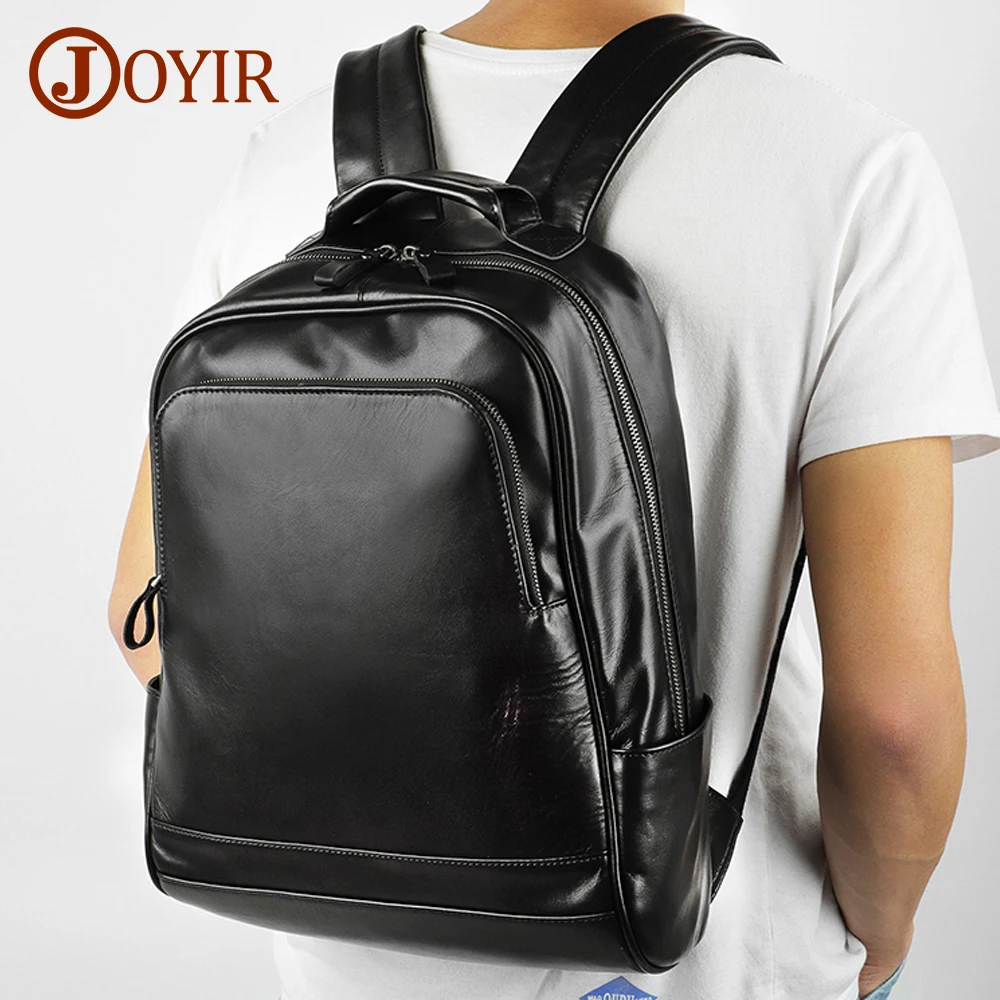 

JOYIR Genuine Leather Men's Bacpack Business Travel Backpack Large Capacity 15" Laptop Casual Schoolbag Fashion Daypack Male