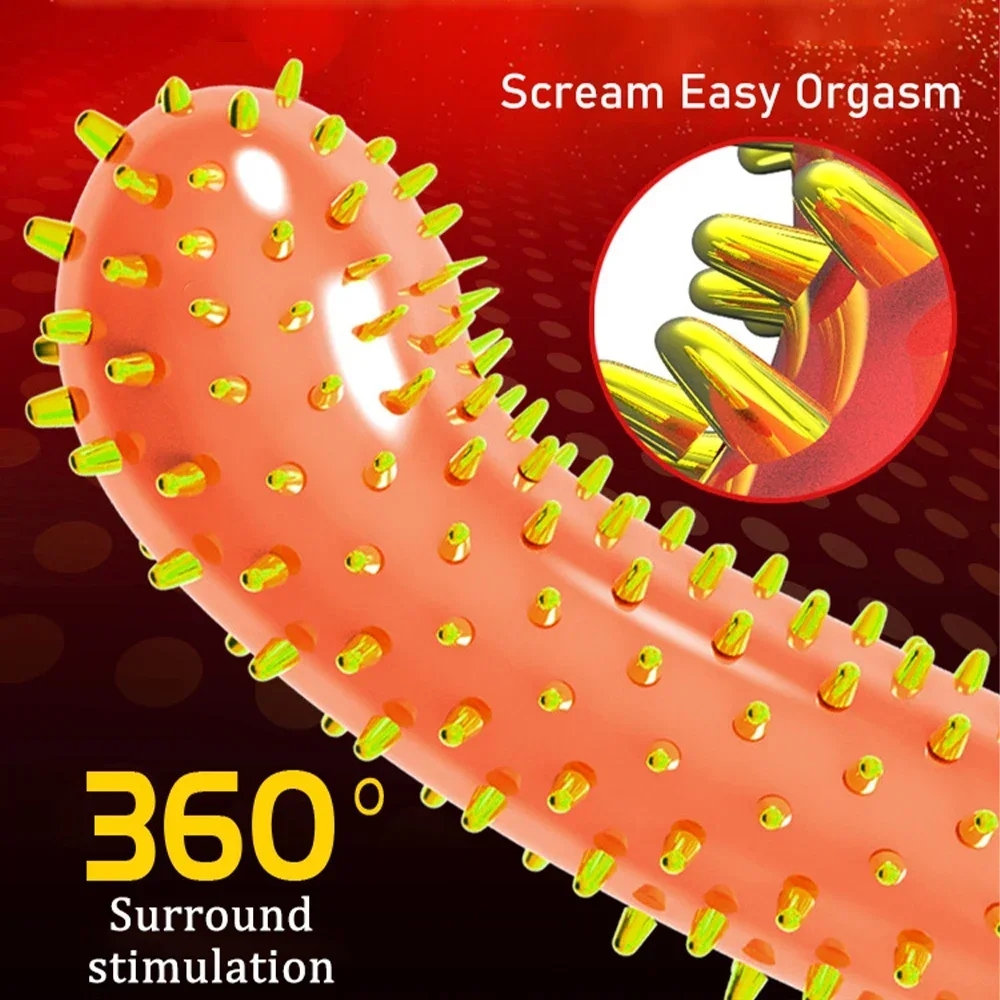 Extension Condoms Adult Sex Products Sensation Female G-spot Vaginal Stimulation Condoms Sophora Viciifolia Spike Penis Sleeve 4