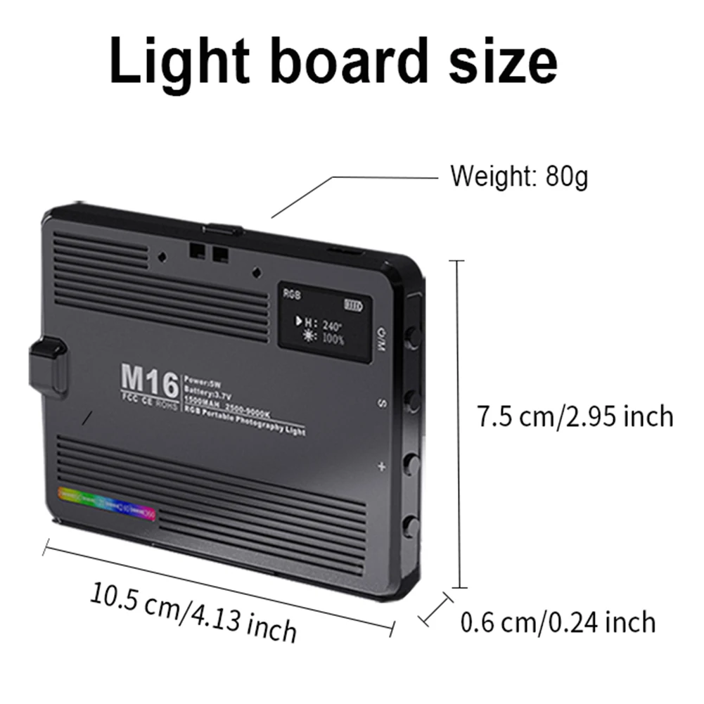 3000-9900K RGB LED Video Light Photography Fill Camera Lighting Panel Type-C Rechargeable Dimmable Photography Fill-in Lamp ﻿