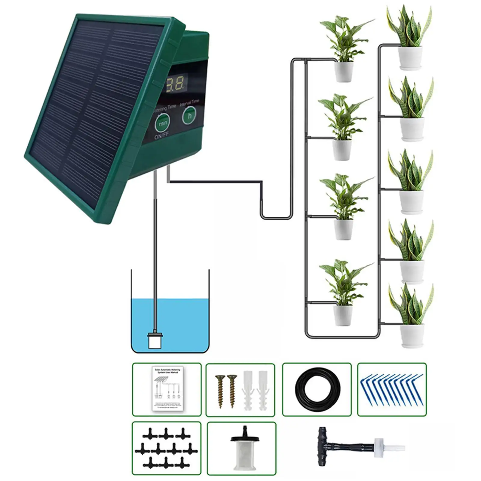 Solar Drip Irrigation System Kit Flower Pot Garden Houseplant Anti Siphoning Solar Drip Irrigation System Kit Flower Pot Garden Houseplant Anti Siphoning