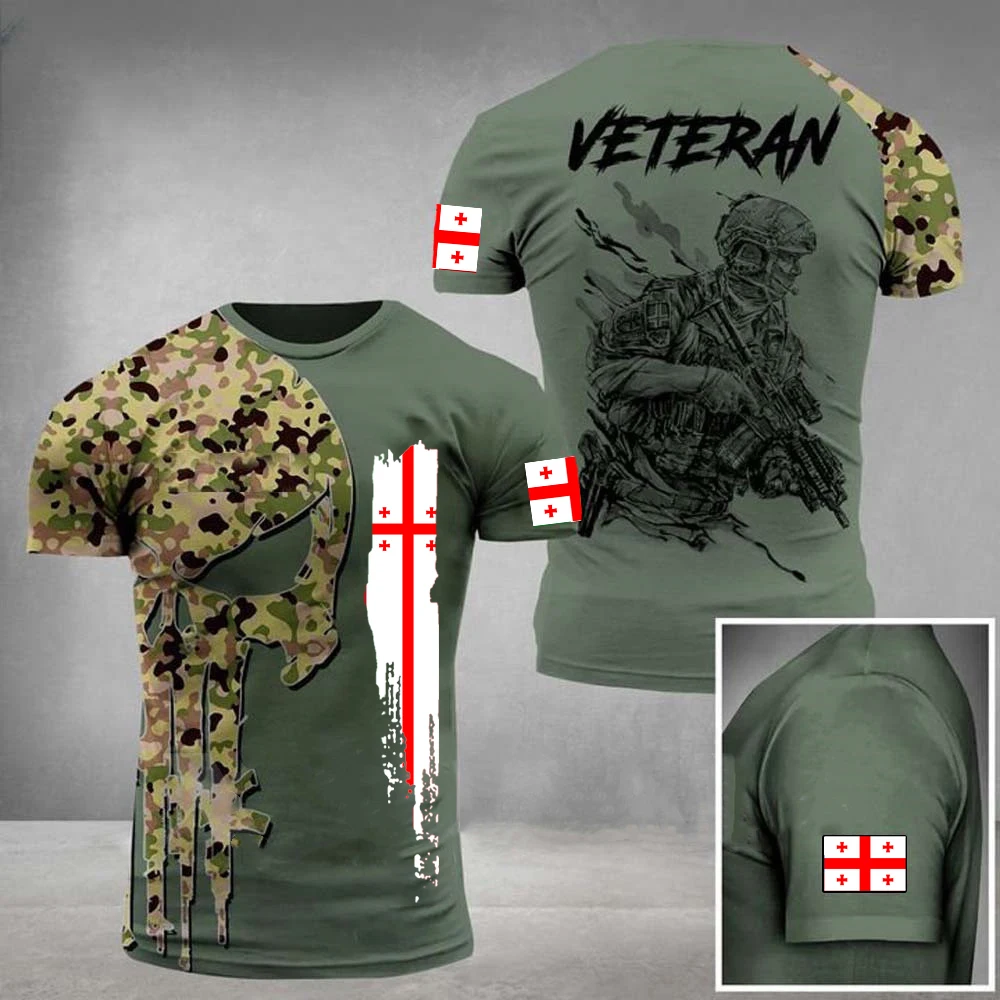 Georgia  Army TShirt For Men Commando 3d Print Short Sleeve Veteran Soldier Men T-Shirt Oversized Clothing O Neck kids Tops Tee
