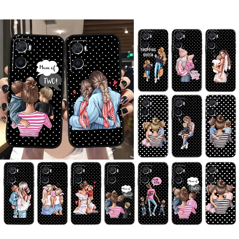 

Super Mom One Two Son Daughter Phone Case For OPPO A77 A57S A96 A91 A54 A74 A94 A73 A78 A53S A54S A15 A16 A17 A52 A58X A98