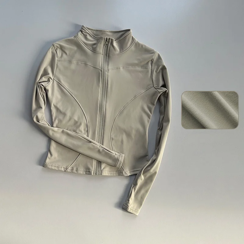 Outdoor Sports Long Sleeved Women Slim Yoga Clothes Zipper Cardigan Stand Up Collar Jacket Running Fitness Jacket Top sports jacket,yoga jacket