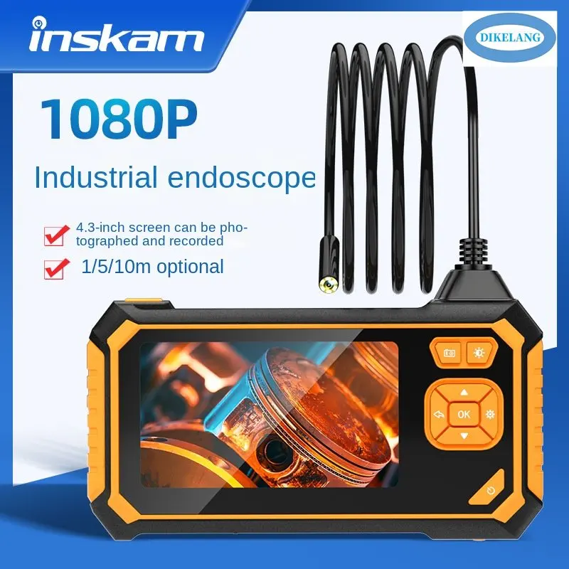 Industrial Endoscope with 4.3-inch Screen, Video Recording Probe, and Optional 1-10m Cable for Pipe Inspection pipe inspection camera syanspan 9 inch sewer endoscope camer meter counter vedio and redio and 32x image enlarge and 9mm cable