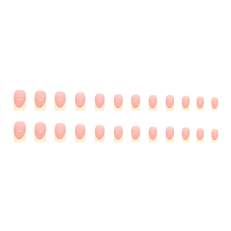 False Nails Short French Minimalist Press On Set With Nail File_voghion.com