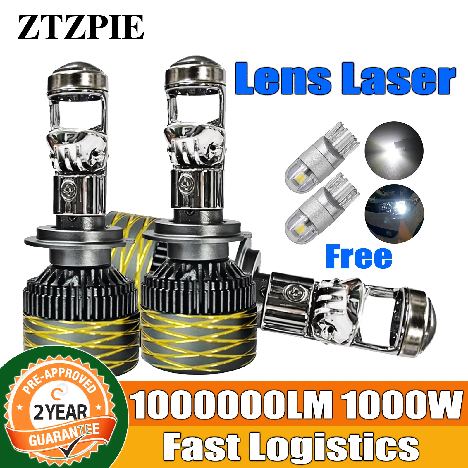 LED Car Headlights ZTZPIE 100000LM 1000W CSP 3570 CHIP 6000K EMC Canbus lens H4 H7 9005 9006 Led Headlight For Car Light NO ERROR Bulb 12V Lamp