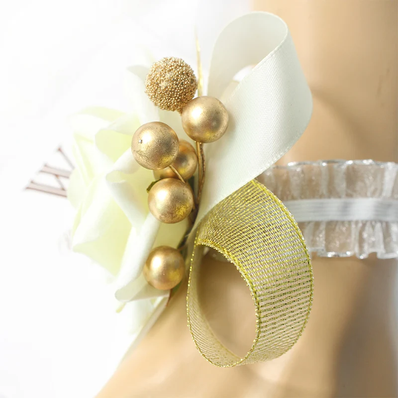 Elegant Red Rose Wrist Corsage Floral Accessory for Weddings and Special Events