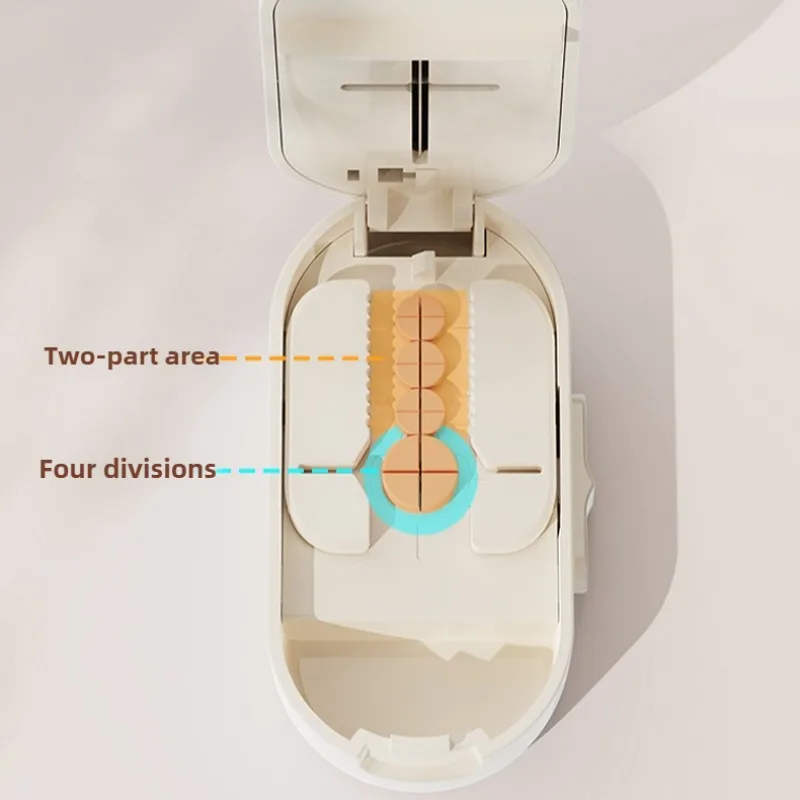 Safety Button Pill Cutter and Splitter Stainless Steel Blade for 1/2 1/4 Tablet Precise Splitting Portable Medicine Organizer