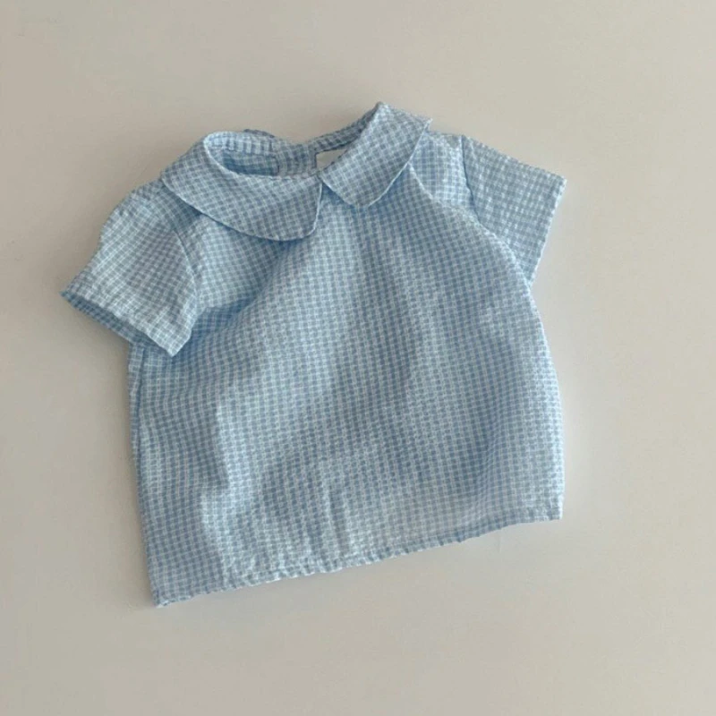 HoneyCherry Summer Girl's Shirt Simple Sweet And Versatile Short Sleeve Loose Lapel Top Baby Girl Blouse