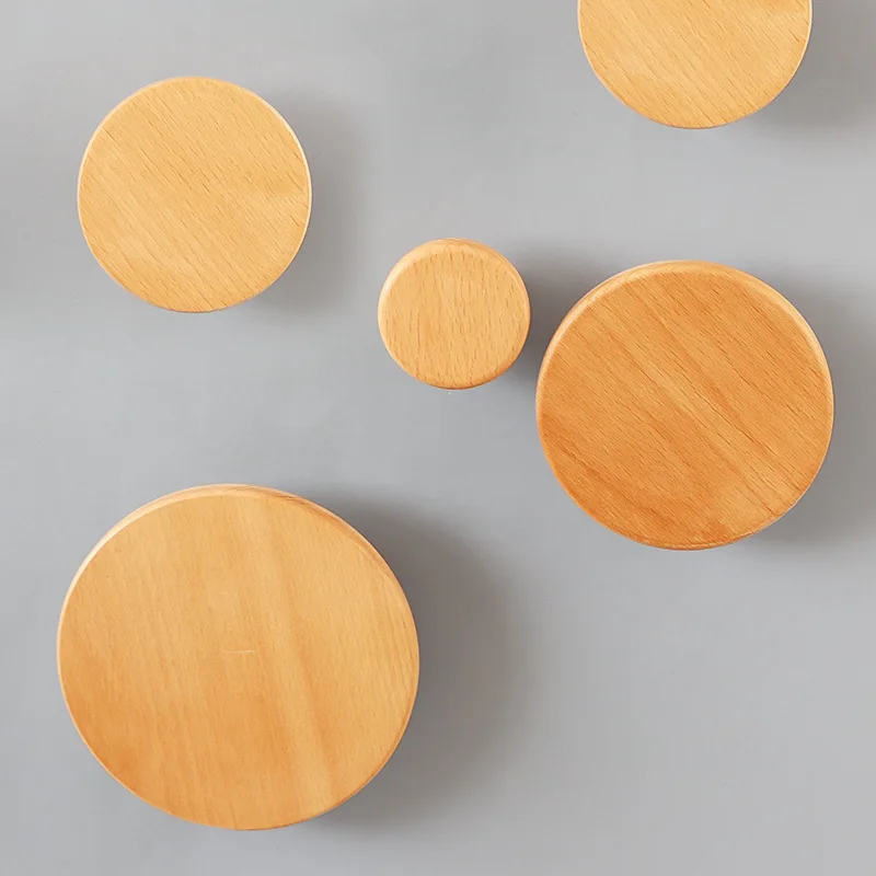 Wooden Round-Shaped Coat Hook Wall Hanging Simplicity Clothes Rack