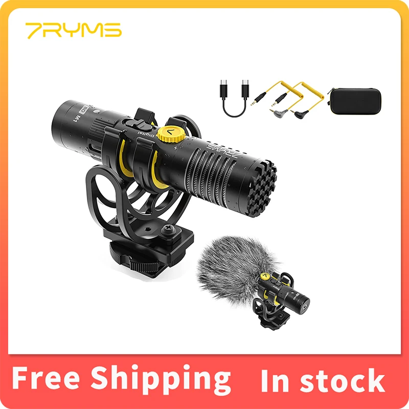 

7RYMS Minbo M1 Professional Microphone with Instant Monitoring, No Battery, Dual Output Mode for Cameras Smartphone Laptops PS4