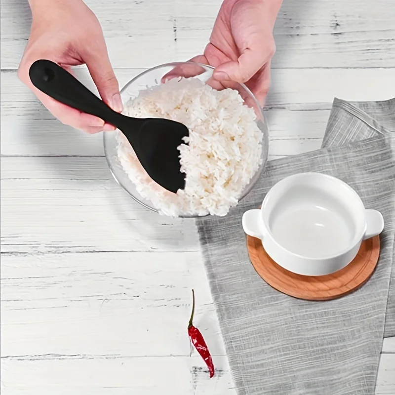 Silicone Rice Paddle Spoon, Non Stick Heat Resistant Kitchen Gadge Rice Spoon, Scooper, Spatula, Spoon Paddle, Ri