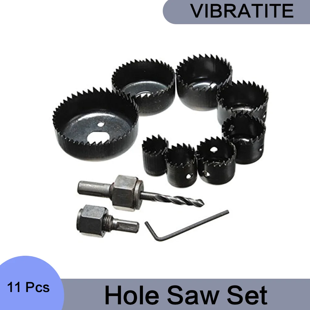 

11 PCS Hole Saw Set 3/4" - 2-1/2 " Hole with Mandrels and Tool Box Hex Key High Speed Steel Teeth for Fast and Clean Cuts