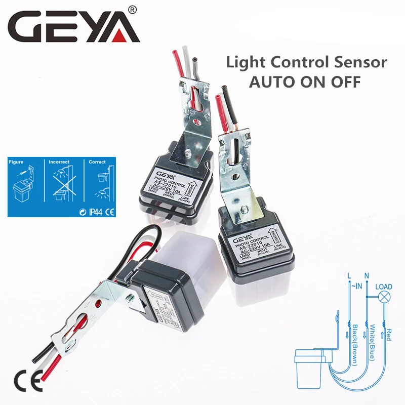 

Фотоэлемент с автоматическим включением и выключением GEYA, фотоэлемент, 220 В переменного тока, 50-60 Гц, 3 А, 6 А, 10 А, фотопереключатель, сенсорный...