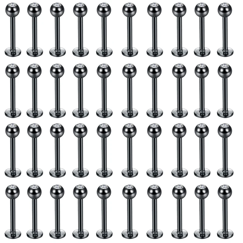 40 Teile/satz 316L Edelstahl Labret Ohr Studs Lip Ringe Set Intarsien Glänzenden Strass Einfachen Stil Körper Piercing Schmuck Geschenk – Detail 4