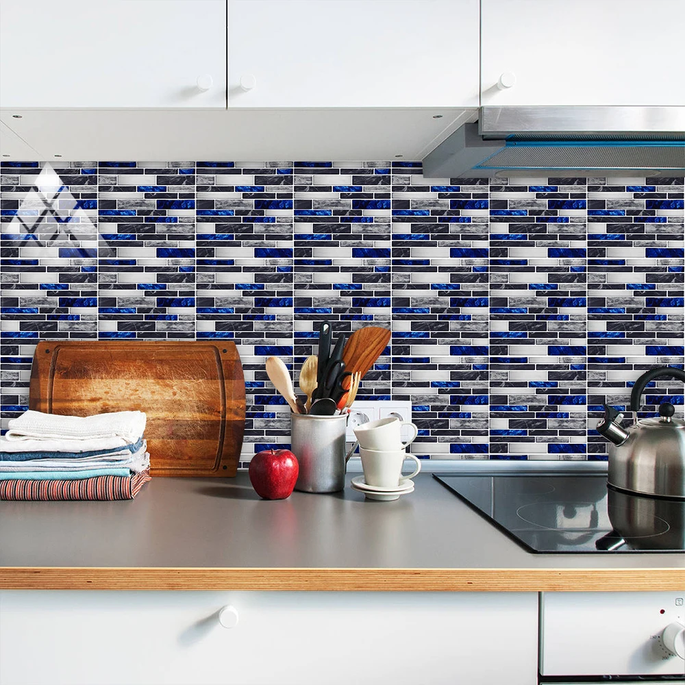 20 Adesivi Piastrellla Effetto Marmo 10x10 Cm In PVC Impermeabile - Autoadesivi Da Parete Per Cucina E Bagno - Antiolio E Facili Da Pulire - Rivestimento Adesivo Fai Da Te - 5