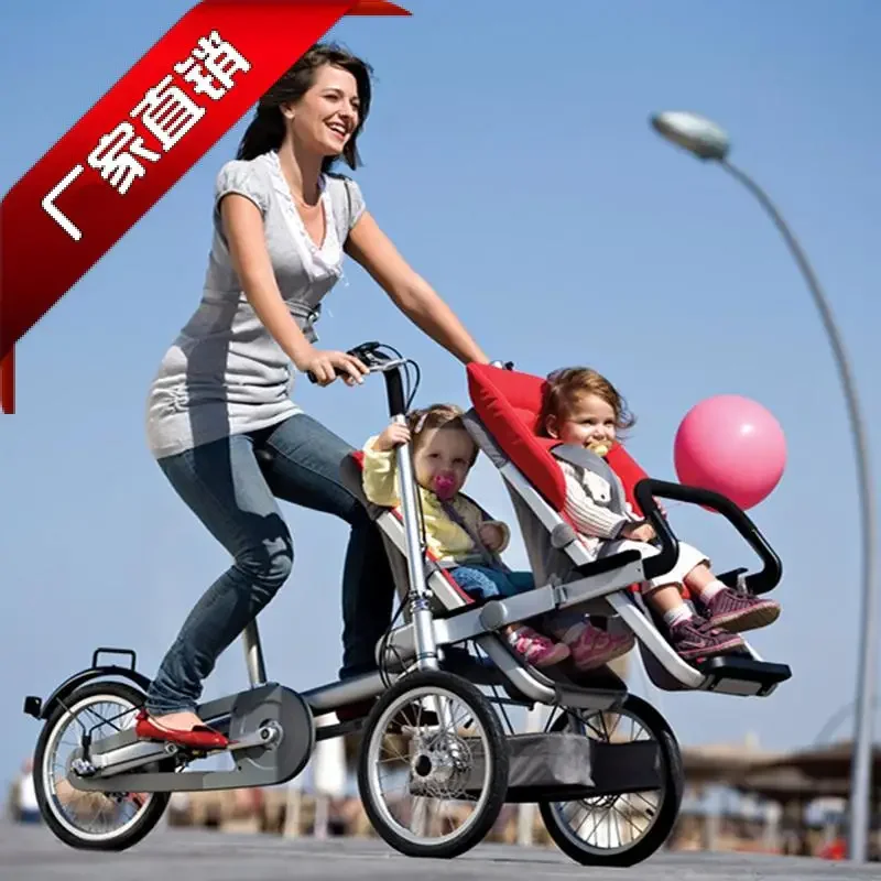 taga bike for baby and mother Parent Child Bicycle Reverse Mount  Folding High Landscape Three Wheel Parenting Stroller 4