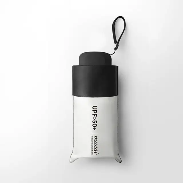 Ultra Világos Mini Zseb Esernyő Hordozható Eső Ragyogása Fekete Ragasztó Nap Fényvédő - Image 2