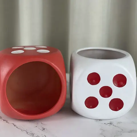 Creative Dice Square Flower Ceramic Pot Pen Holder Storage Jar Container Succulent Flower Pot Home Decoration Vase Storage Tank 4