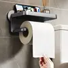 Punch Free Wall Mounted Tissue StorageRack Paper Roll Shelf Holder Restroom BoxShelve Multi Functional Phone PlacementToilet 4